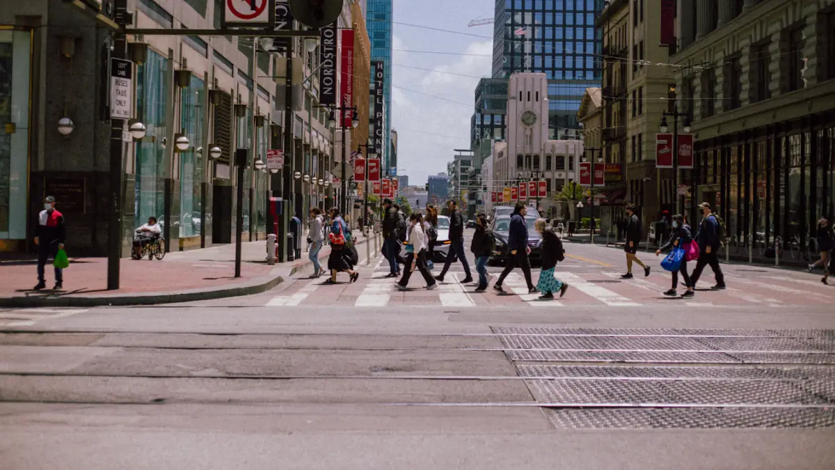 people crossing a street